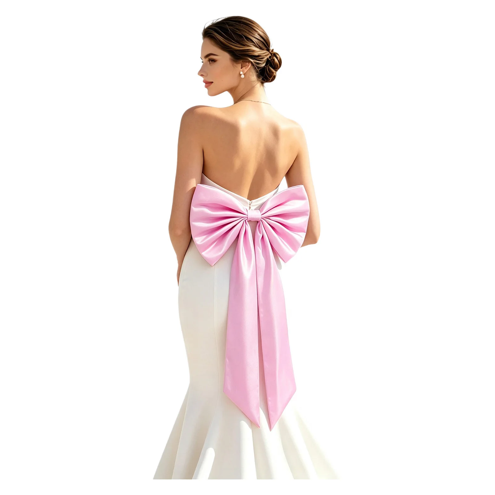 Detachable Satin Bow Party Dress Accessory Large Bowknot Train with Pin for Elegant Bride Wedding Dress Bow Removable Prom Dress
