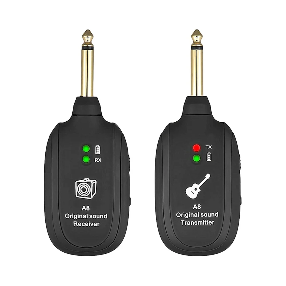 Miwayer A8 Wireless Guitar System Built in 4 Channels Wireless Guitar Transmitter Receiver for Electric Guitar Bass Violin