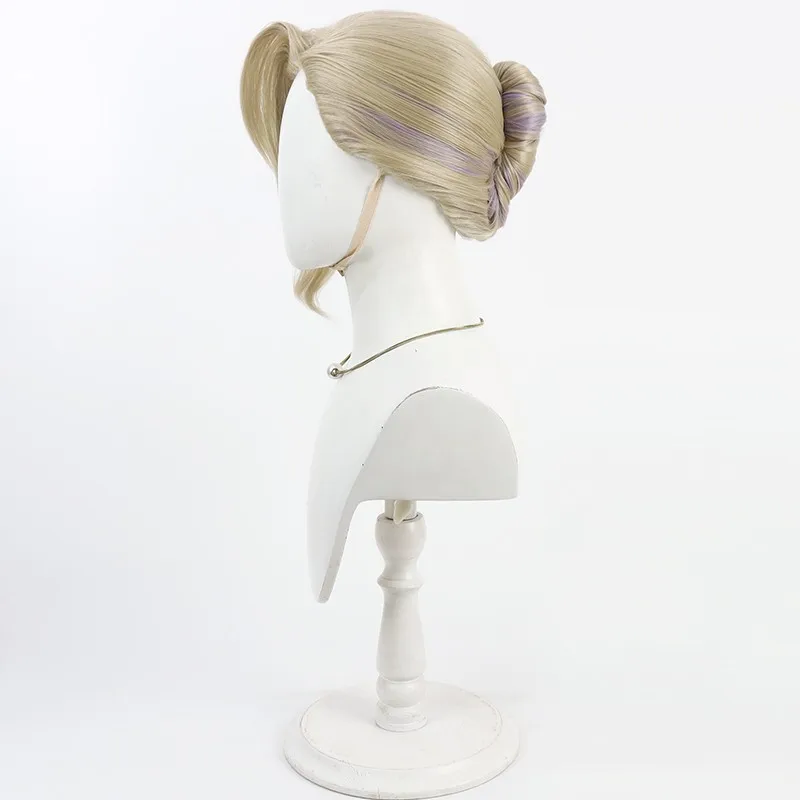 أنيمي الملتوية العجائب Vil Schoenheit شعر مستعار تأثيري مضفر بني فاتح مختلط الأرجواني مقاومة للحرارة الشعر الاصطناعية هالوين #2