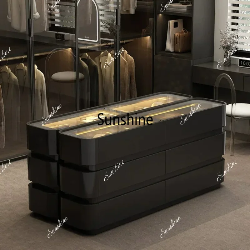 YYStorage Dresser Cabinets Hidden Black Luxury Collectables Light Cabinets Display Glass Aparadores De Salon Room Furniture