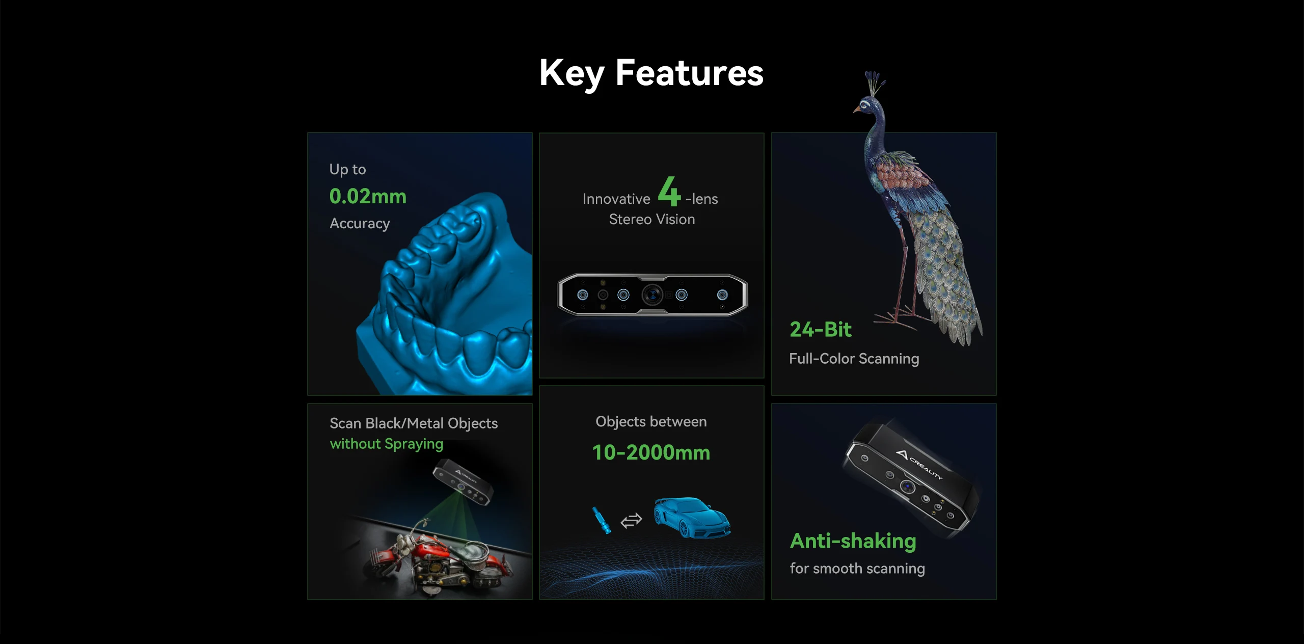 Creality CR Scan Otter 3D Handheld Scanner 0.02mm Accuracy Large Small 3D Scans Four-lens Stereo Vision 20fps Scanning 10-2000mm