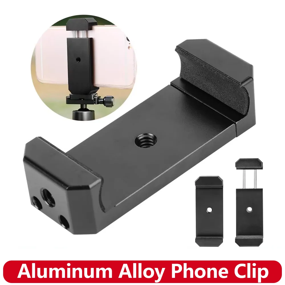Aluminum Alloy Mobile Phone Clip Holder Extendable Cell Phone Clamp Bracket Stand For Smartphone with 1/4 Inch Screw Hole