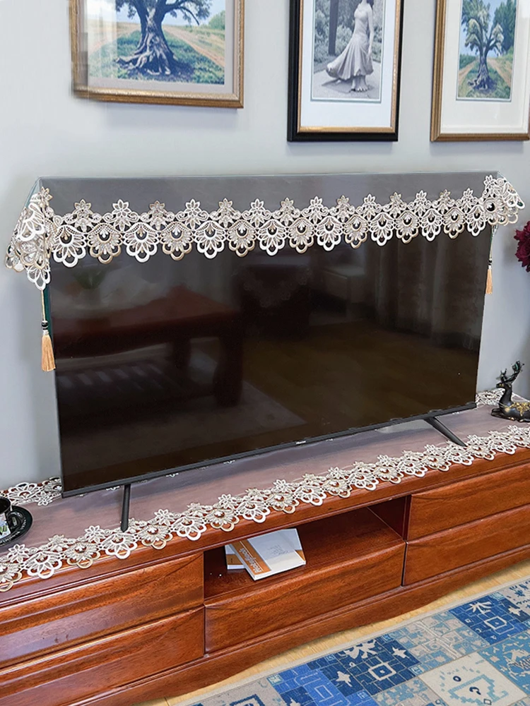 

2025 New Lace TV Cover Dustproof European Sle Hanging pe Universal L Monitor Home Use TV ield Simple Modern Design