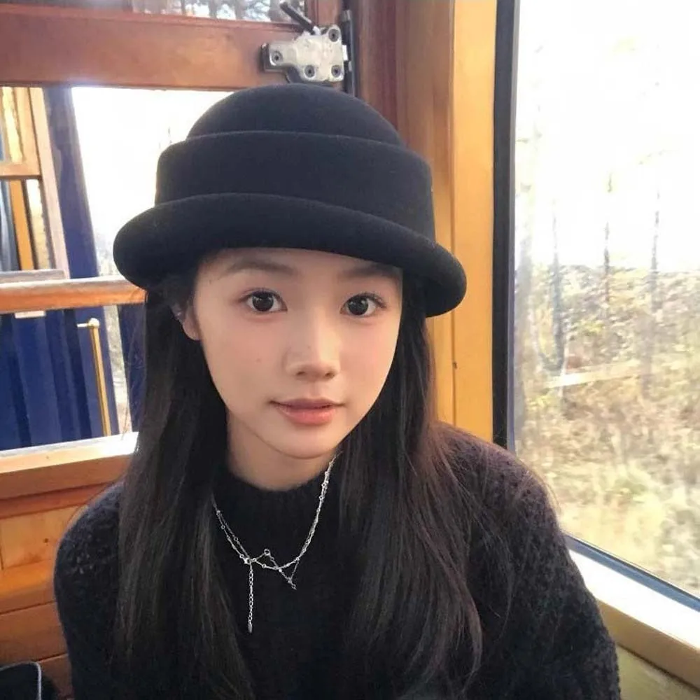 Live Show Vintage Looking Woolen Rolled Edge Cap Beret Versatile British Top Hat Warmer Solid Color Woolen Formal Hat Banquet
