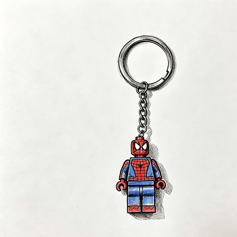 Llavero de bloques de construcción de Spiderman y Iron Man, figura de acción en miniatura, colgante para mochila, adorno para el interior del coche, regalo de colección de dibujos animados.