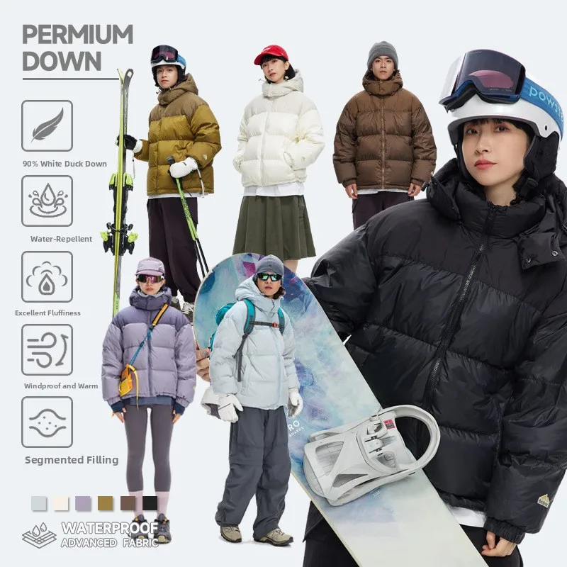 

Утепленная пуховая куртка-пуховик с капюшоном в ретро-американском стиле, водоотталкивающая, для пар, утолщенная