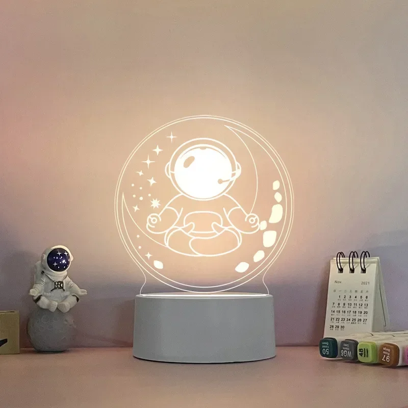 Nice อะคริลิค 3D Night Lights Creative ห้องนอนตารางโคมไฟสําหรับตกแต่งบ้านเด็กเดสก์ท็อปเครื่องประดับ