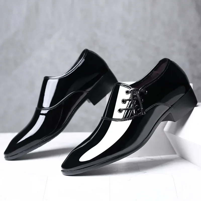 Trending Pointed Patent Leather Shoes for Men Business Shoe Men Bright Casual Shoes Large Wedding Shoes Party Shoes Men Oxfords