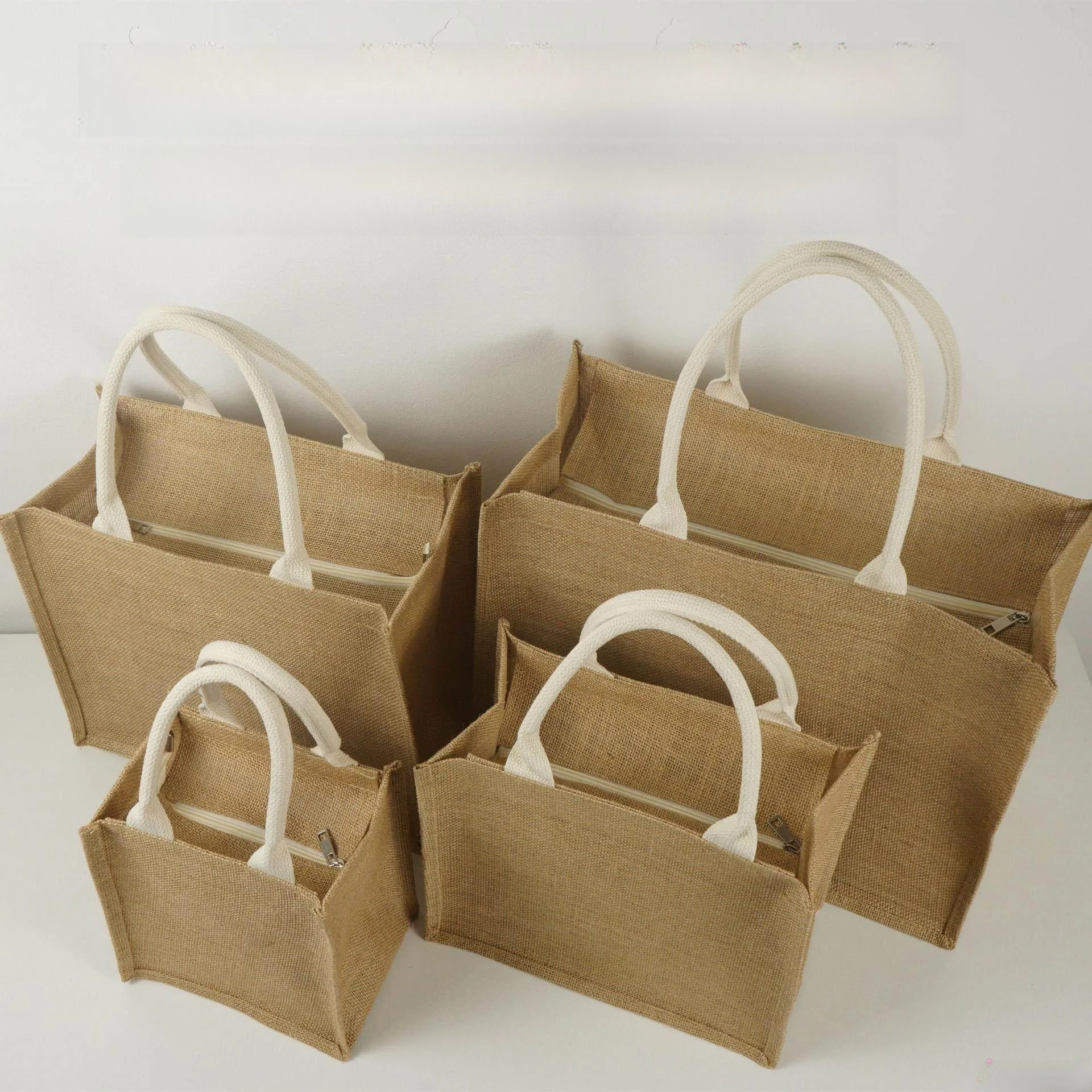 

Большая вместительная водонепроницаемая сумка-тоут из конопляной ткани, новая модель с молнией, желтая, без принта