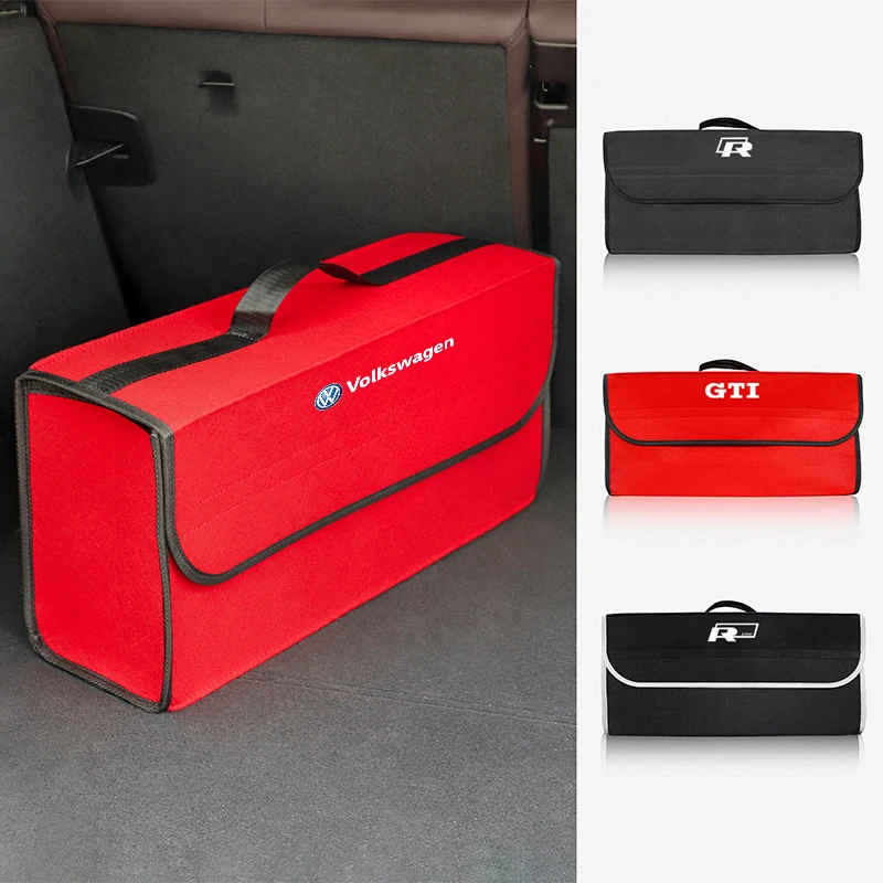 Car Trunk Storage Bag Large Capacity Foldable Organizer Box For VW GTI Rline Polo Golf Passat Tiguan Arteon Jetta Scirocco T-ROC