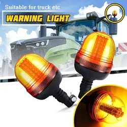 60LEDs Beacon Warning Signal Light Amber for John Deere Tractor Rotating Flashing Strobe Lamp Forestry with Base Bracket Pole