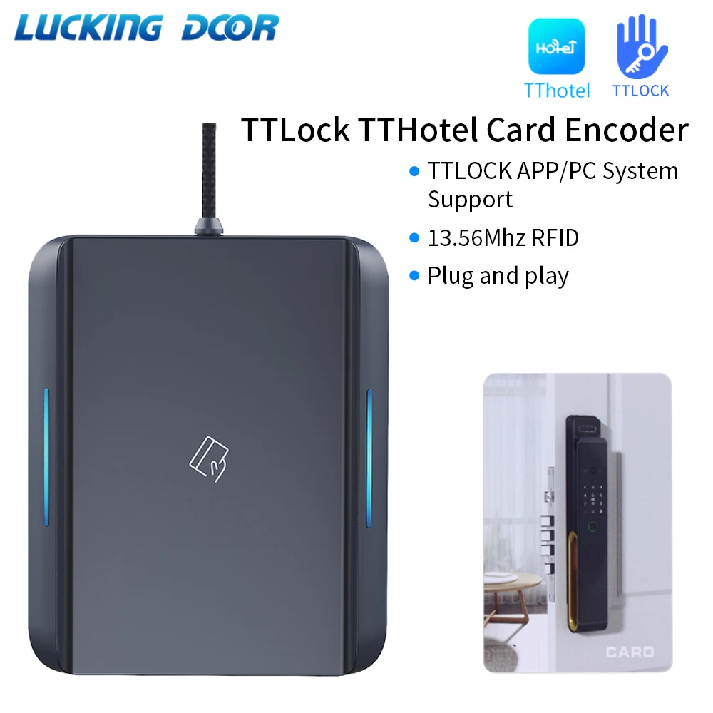 TTLOCK Card Encoder Smart Card Sensor NFC 13.56M M1 IC Card Reader RFID Chip Scanner for TTHotel System Software Hotel Apartment