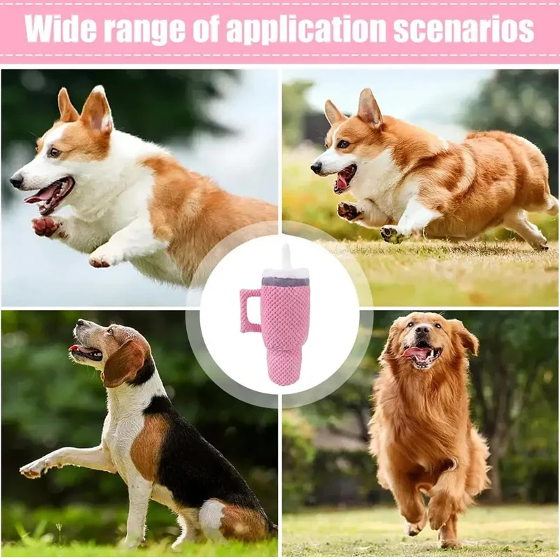 Dog Toy Plush Water Cup Soft Pet Toy Thermos Cup Toy For Dogs Modeling Squeaky Chew Bite Resistant Molar Dog Stuff Pet Supplies