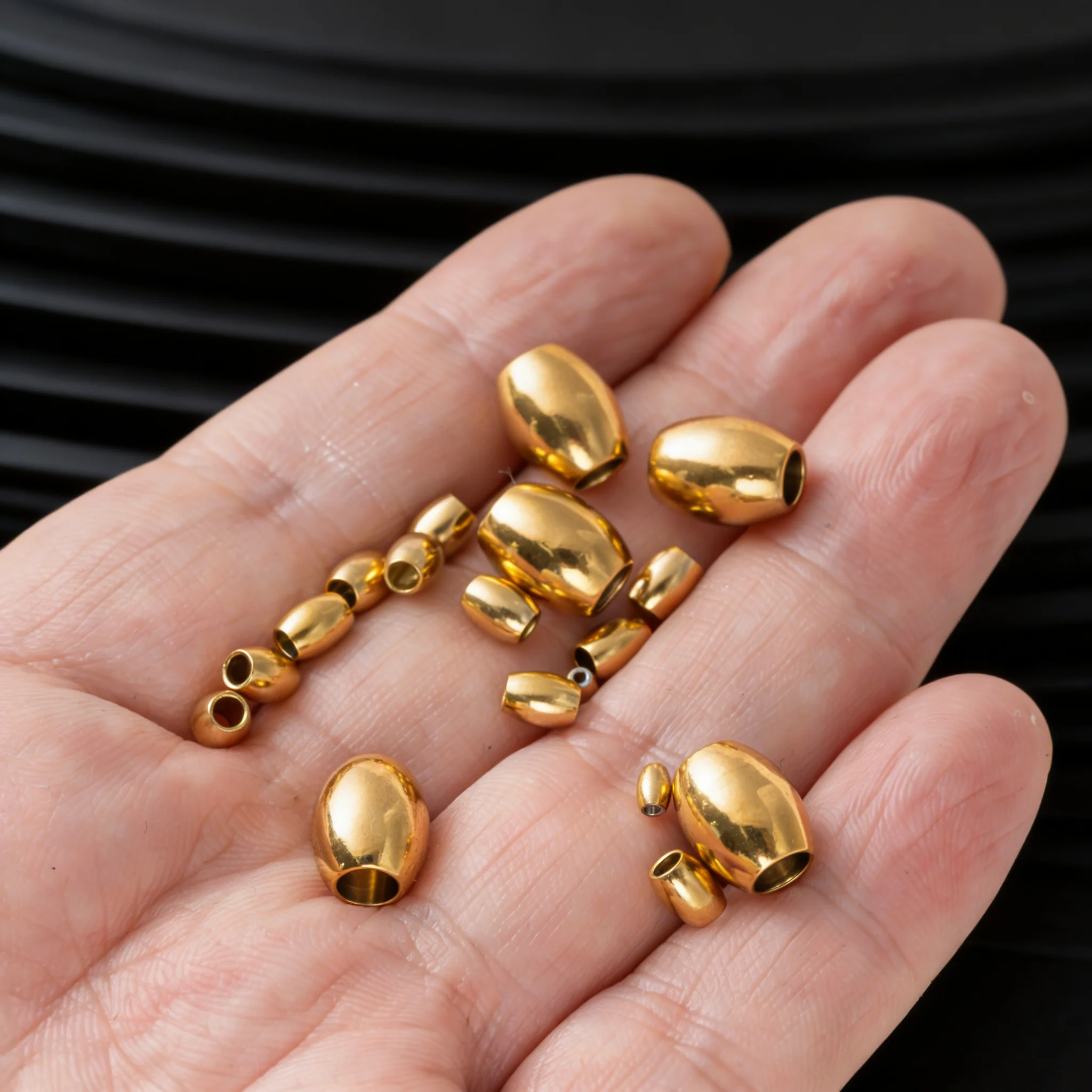 20 Stück/Lot Edelstahlperlen in Goldfarbe, runde ovale lose Abstandshalterperlen für DIY-Halsketten, Armbänder, Schmuckherstellung, Zubehör – Detail 6