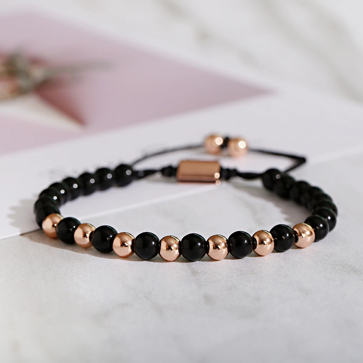 Fashion Natural Stone Bracelet Copper Ball Beaded Bracelet Adjustable Braided Chain Luxury Jewelry Gift 2023