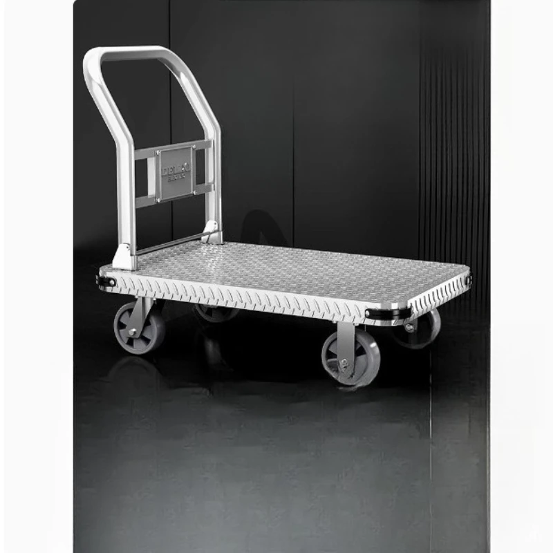 

Steel plate trolley pulling goods, hand pushing, household portable trailer folding pull