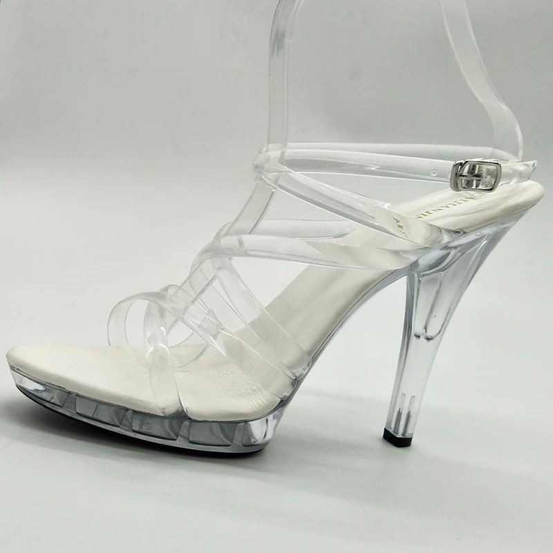 Zapatos sexis de tacón ultraalto de 13cm, zapatos de boda de cristal para novia, sandalias de moda transparentes de 5 pulgadas para escenario para mujer