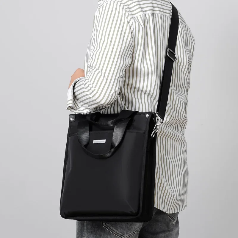 Men's Vertical Commuter Shoulder Bag Large Capacity Office A4 Book Crossbody Handbag Simple Business Leisure Travel Sling Bag