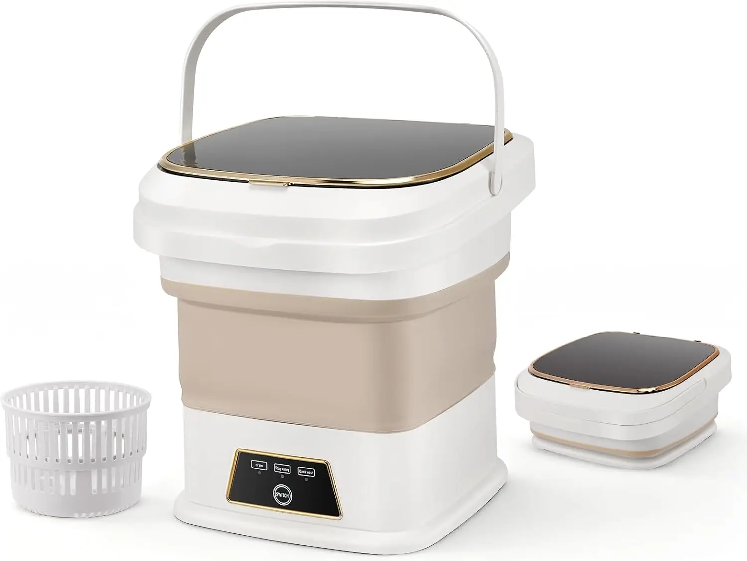 

16L Portable Washing Machine, Mini Foldable with Spin Dry, 2 Wash Modes, Compact for Apartments, Dorms, RVs, Travel (Light Gray)