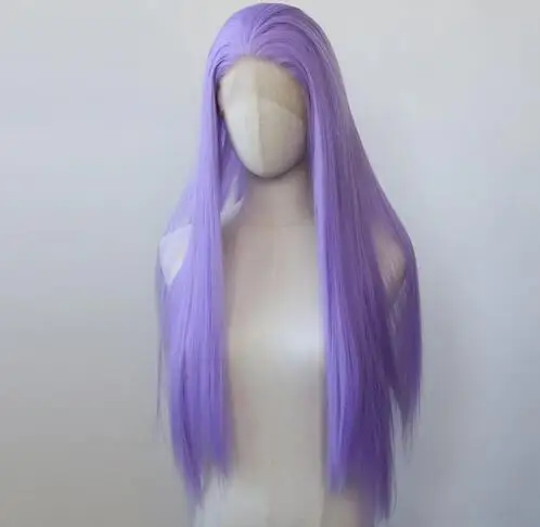 Lavender Synthetic Lace Front Wig Long Straight Light Purple Synthetic Wig Pre Plucked Heat Resistant Hair Wig