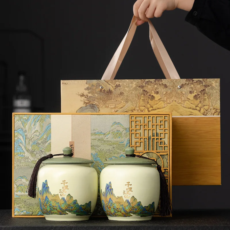 New Qianli Jiangshan Ceramic Tea Gift Box With Empty Box Rock Tea Jinjun Mei Tea Pot Black Tea