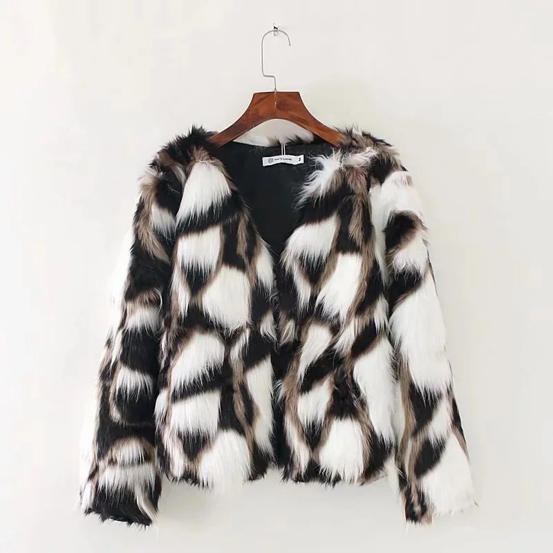 ZXRYXGS European and American Style Women's Clothing Imitation Fox Fur Fur Coat 2024 Mixed Color Temperament Trend Jackets Tide