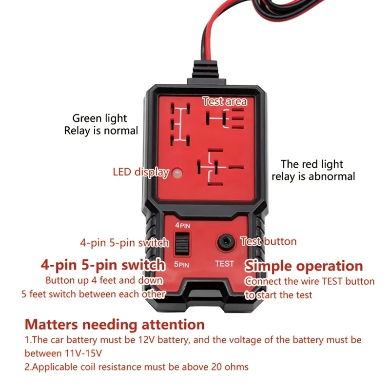 Probador de relé de coche Universal, herramienta de diagnóstico, Analizador de alternador, comprobador de batería automático, electrónico, automotriz, 12V