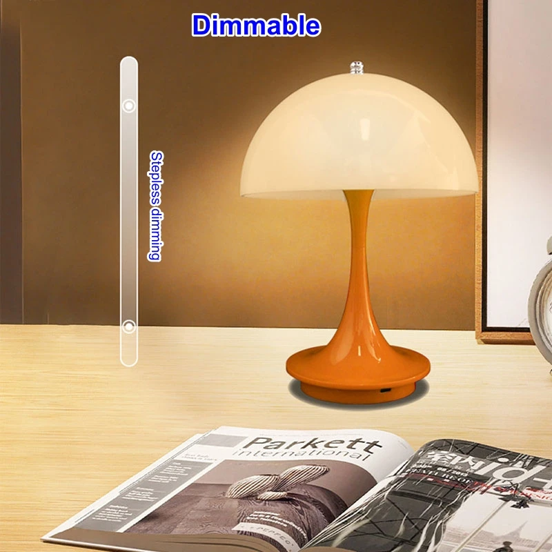 Mushroom Portable LED Table Lamp USB Wireless rechargeable Touch Night Light Mood Desk Lamp for Christmas Bedside Decor