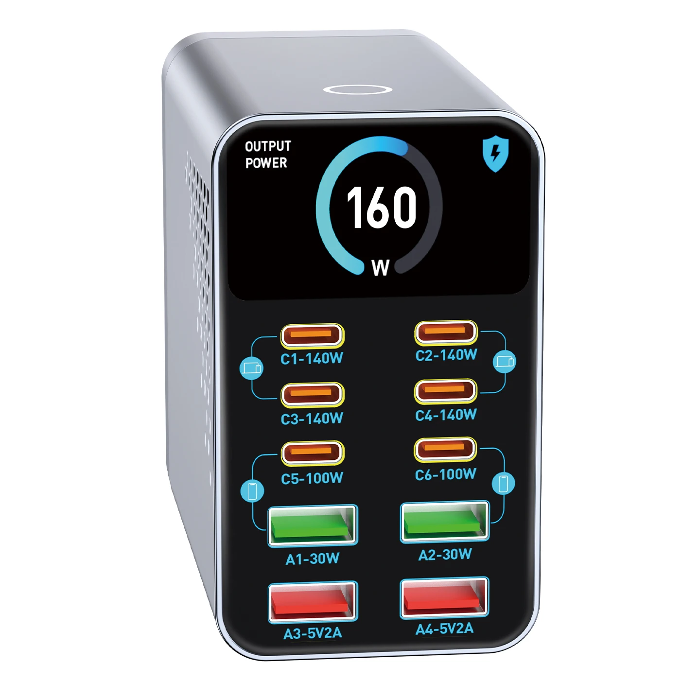 usb-type-c-gan-charger-ai-display-10-in-1-desktop-power-station-fast-pd-charge-for-iphone-17-pro-max-macbook-air