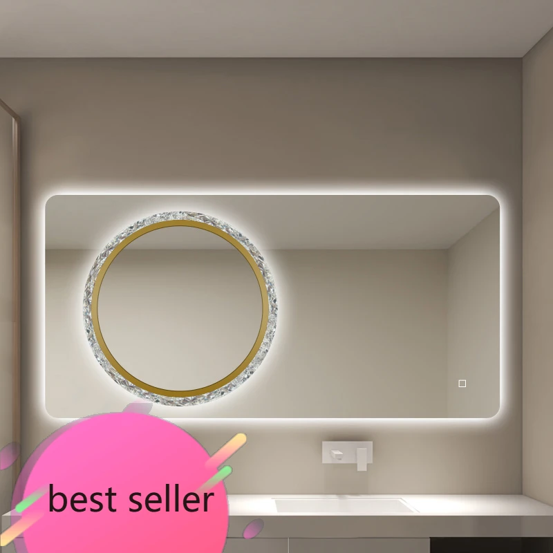 NEW Bathroom washbasin mirror Smart bathroom Wall-mounted rectangular glass mirror with light