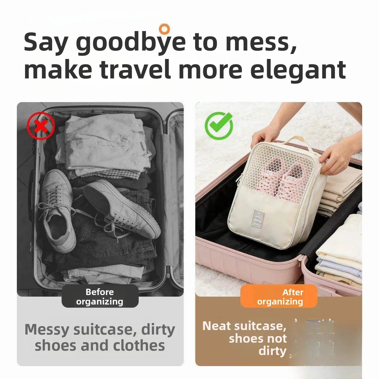 Portable Travel Shoe Storage Bag Dustproof Shoe Cover Box Luggage Shoe Bag for Business Trips Large Size Accessories