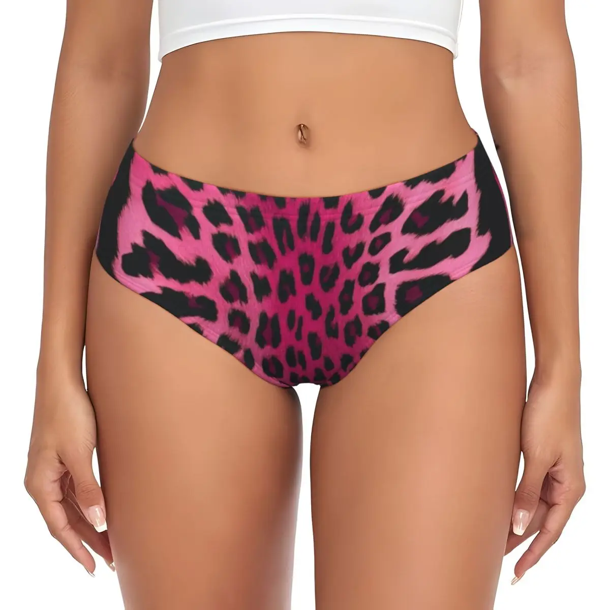 

Custom Pink Leopard Skin Briefs Underwear Womens Stretch Comfortable Underpants Brief Panties