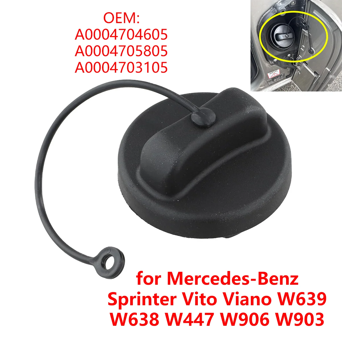 A0004705805 Car Inner Fuel Tank Cap Cover for Mercedes-Benz Sprinter Vito Viano W639 W638 W447 W906 W903