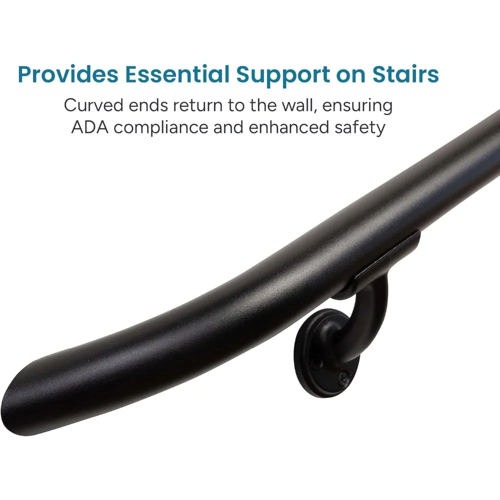 طقم درابزين ألومنيوم دائري أنيق للاستخدام الداخلي والخارجي مع أطراف منحنية وحوامل حائطية وتصميم مريح #4