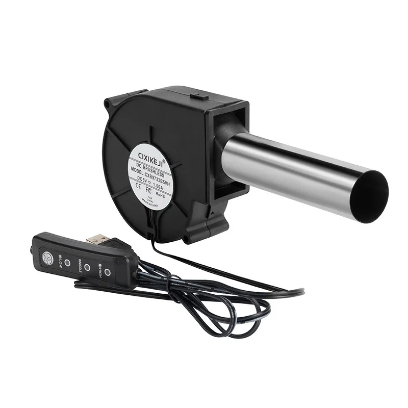 BBQ Fan Small Blast Engine with Air Collecting Adjustable Speed Cooking Tool Handheld Barbecue Blower Camping