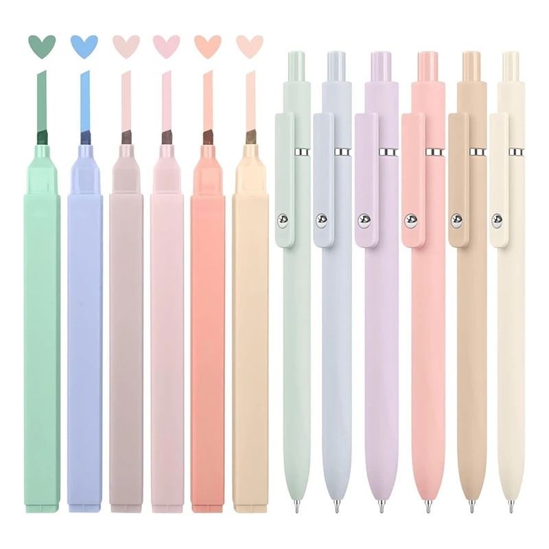 12 PCS Aesthetic Highlighters And Gel Pens, Supplies For College Study, Preppy Stuff,For Journaling Planner Note Taking