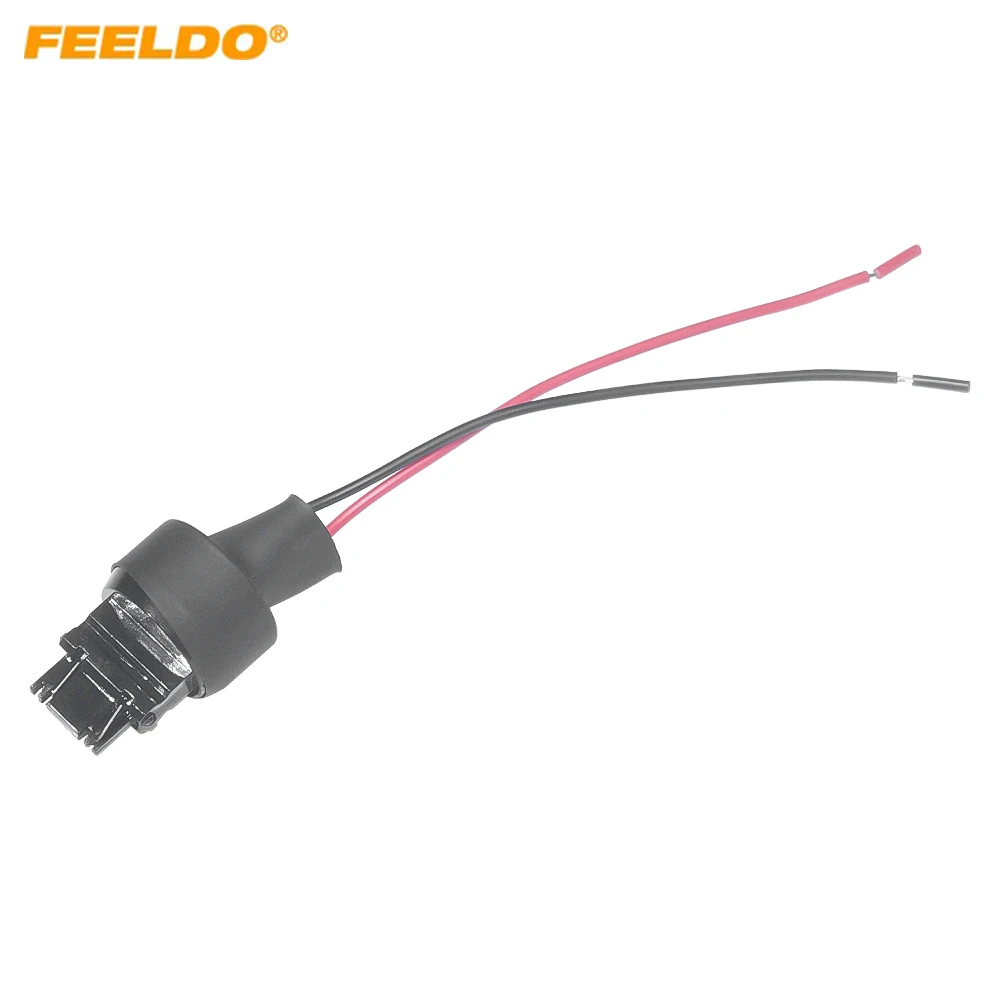 FEELDO Car 3156 3456 4156 3357 3457 LED Bulb Socket Brake Turn Signal Light Holder Plug Male Adapter For T25 P27W