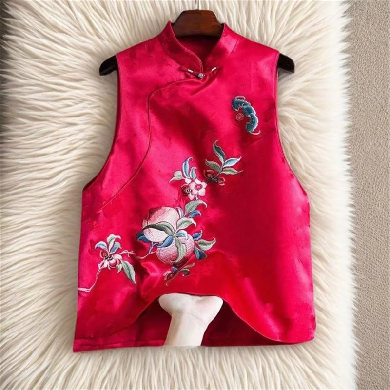 New Women's Vest Women's Jackets  Beautiful Embroidered Vest Tang Suit Retroembroidered aistcoat Chinese national wind vest top