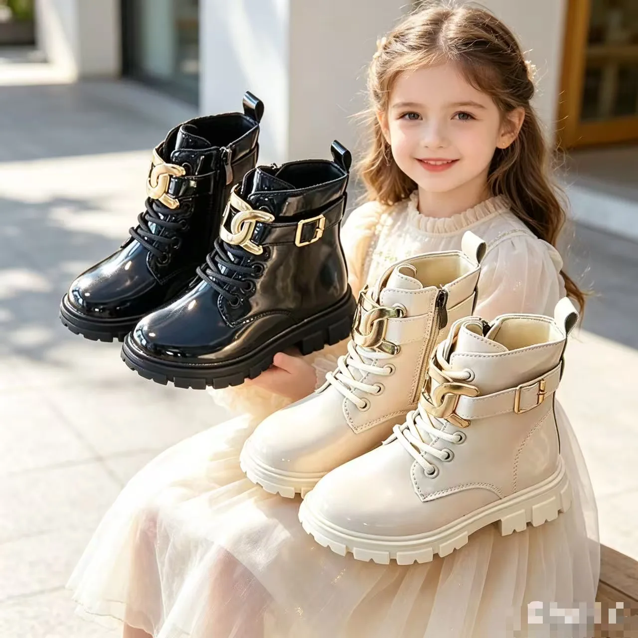 Autumn and Winter Girls Ankle Boots Fashion Non-slip Boys PU Leather Short Boots Children Korea Shoes Fall Toddler Girl Boots