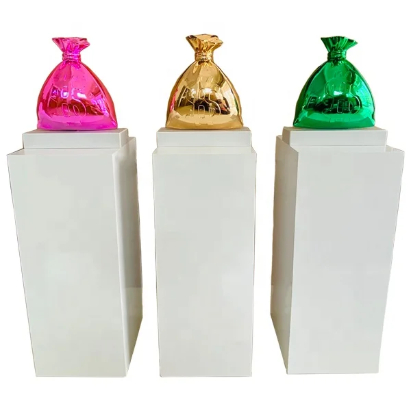 Popular Interior Decoration Arts & Crafts Mirror Resin Dollar Money Bag/Resin Fortune Money Bag Statue Interior Decoration