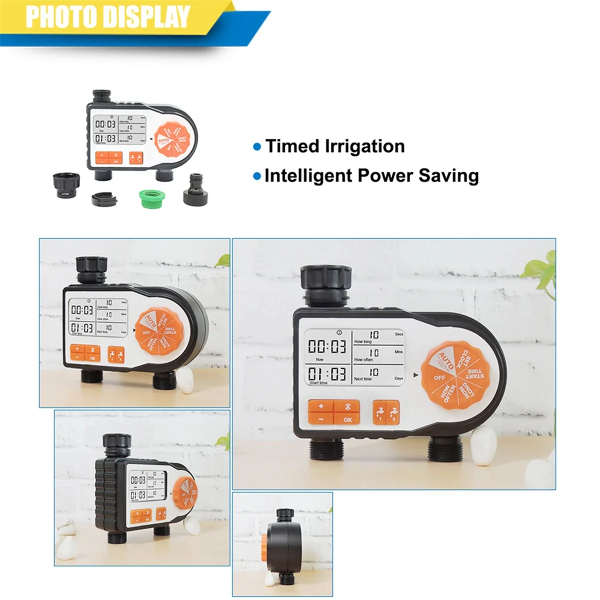 Outdoor Garden Hose Watering Timer 2 Zone Digital Hose Pump Timer Waterproof, UV Resistant, Individual Program