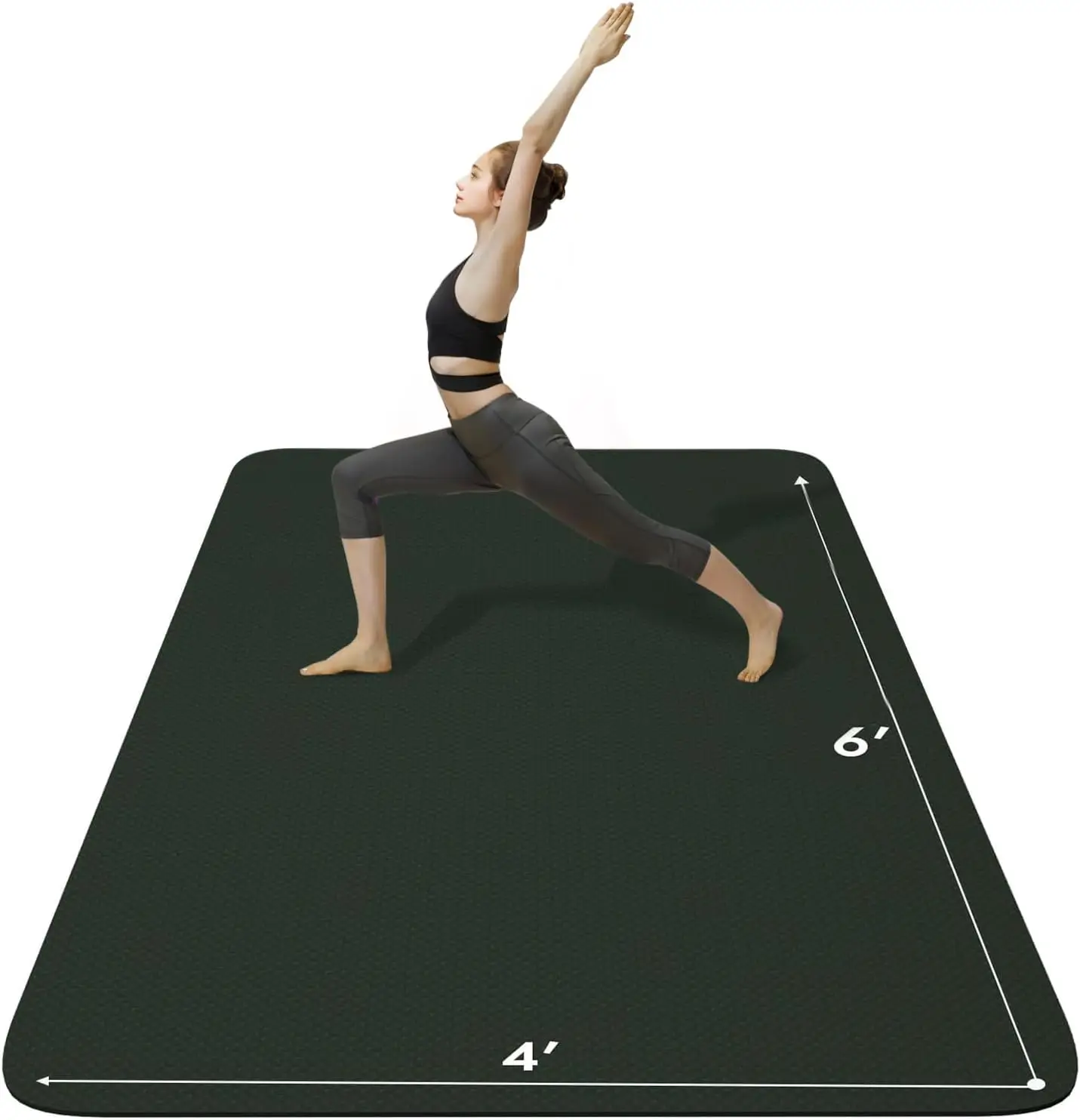 

Очень большой коврик для йоги из ТПЭ (6x4 фута) - нескользящий, толщиной 6 мм, для домашних тренировок, пилатеса и спортзала
