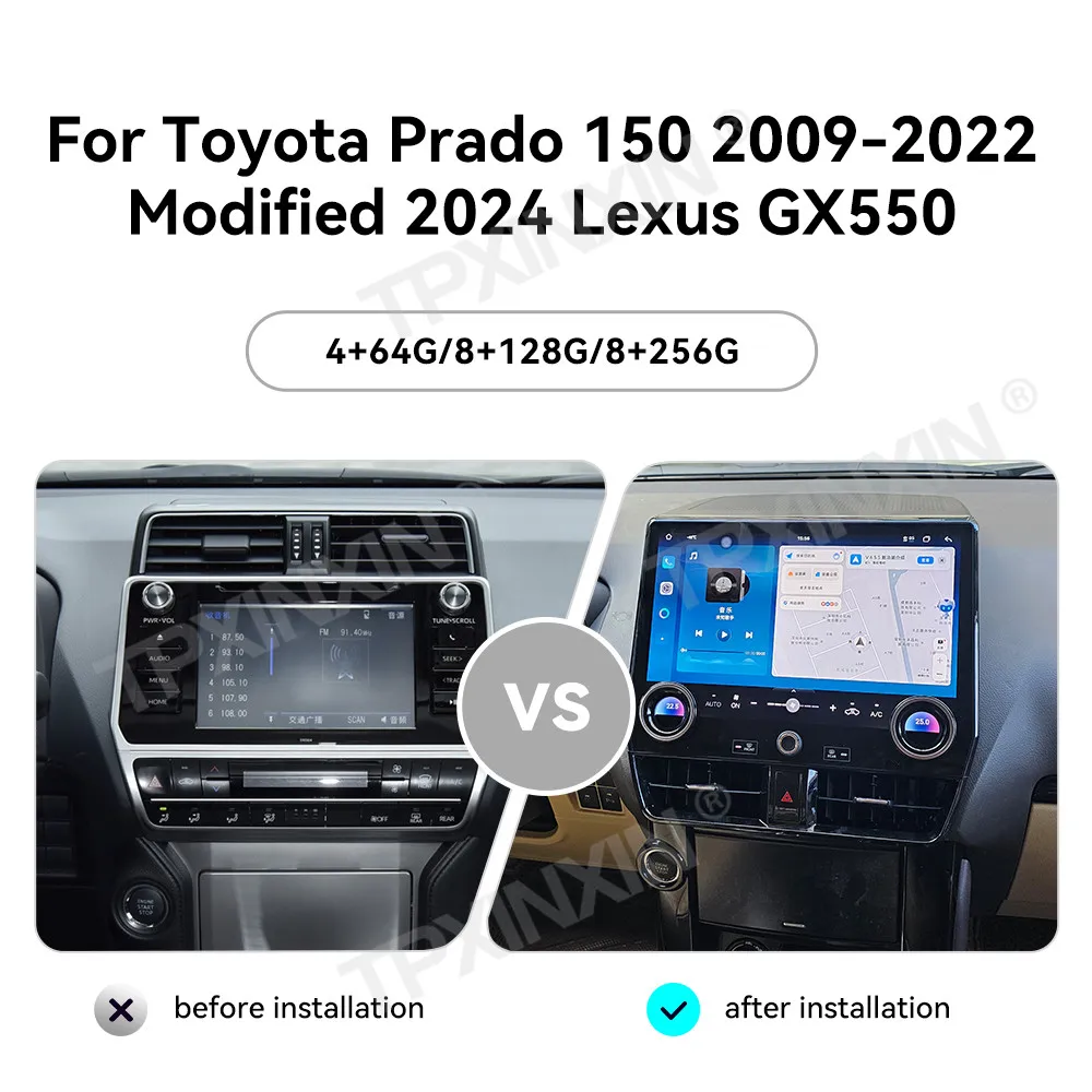 For Toyota Prado 150 2009-2022 Android Car Radio Multimedia Video Wireless Carplay Autoradio Stereo GPS Navigation Head Unit