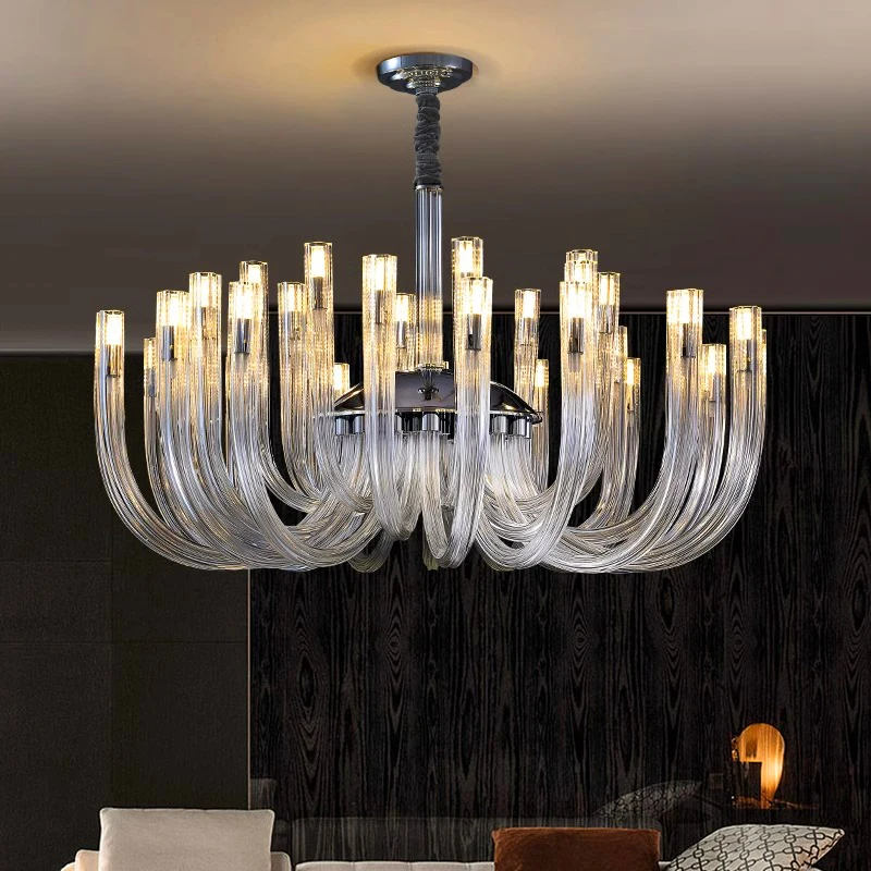 Modern Home Decor Luxury Glass Tube Pendant Lamp for Restaurant Living Room Bedroom Chandelier Indoor Lighting Hanging Fixture
