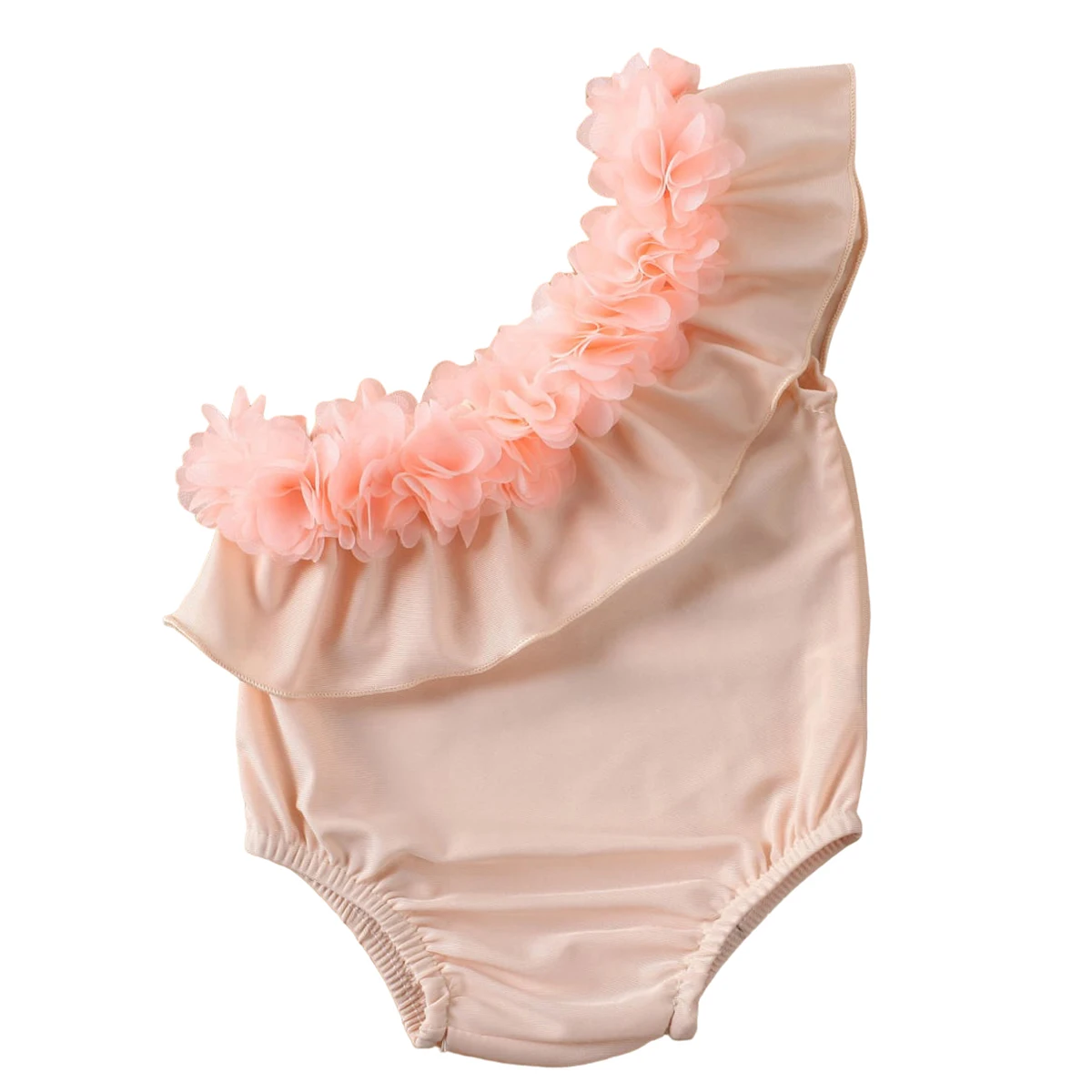 Pasgeboren Baby Meisje Mouwloze Badmode Romper Een Schouder Ruche Gebloemd Badpak Strandkleding Bodysuit