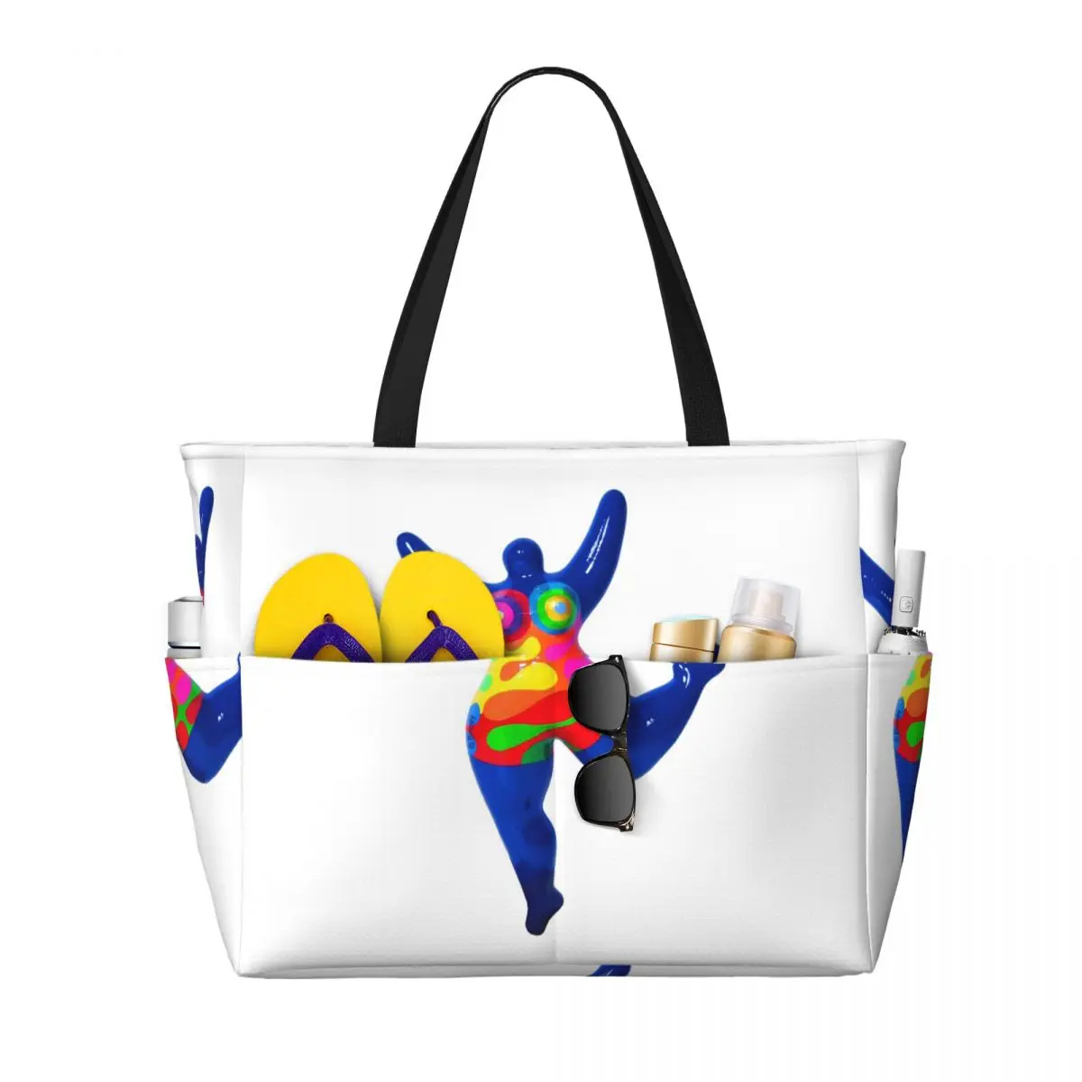 

Синяя пляжная сумка Nana Biriney Tribute To Niki De Saint Phalle Спортивная спортивная сумка Duffle Большая женская дорожная сумка Сумка для фитнеса