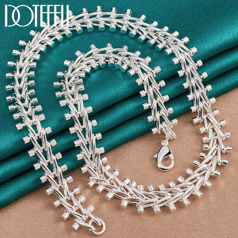 

DOTEFFIL 925 Sterling Silver Double Round Bead Chain Necklace For Woman Man Wedding Engagement Charm Fashion Jewelry