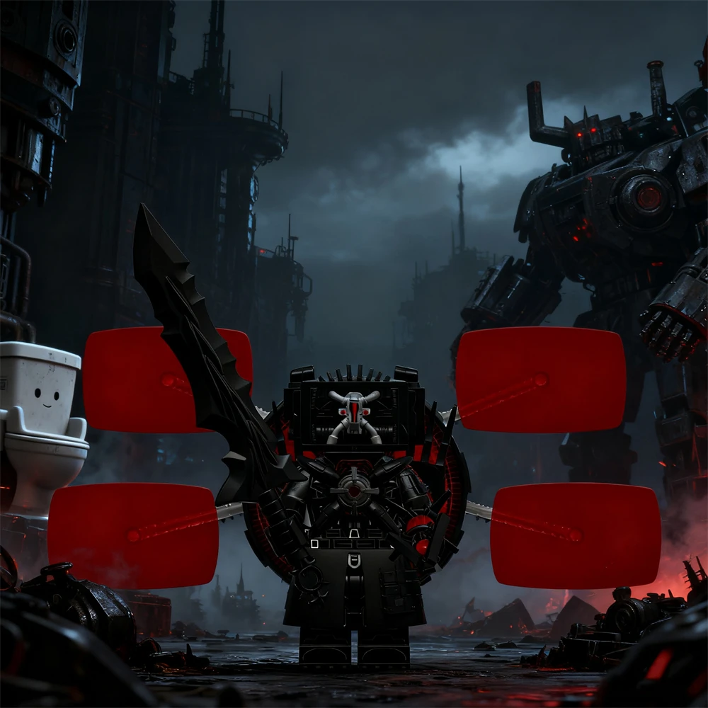 

2026 New Skibidi Toilet Man vs Titan Doomsday Watcher 2.0 Statue Battle Scene Mini Figure Plastic Dolls Trendy Collectible Toy