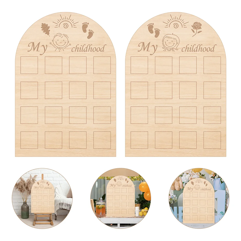 My Childhood Photo Display Wood Board Milestone Memories Pictures - Ideal for Baby Showers, Birthdays, and Keepsake Gifts