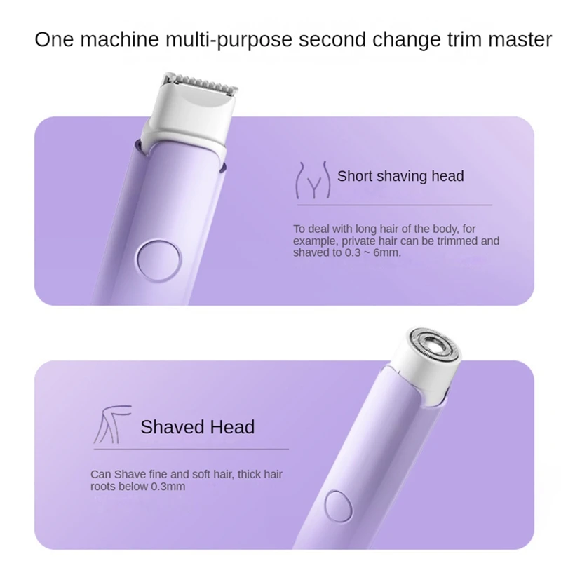 Bikini Trimmer For Women Painless Ladies Hair Removal Waterproof Wet& Dry 2 In 1 Lady Shaver For Pubic Hair& Facial Hair